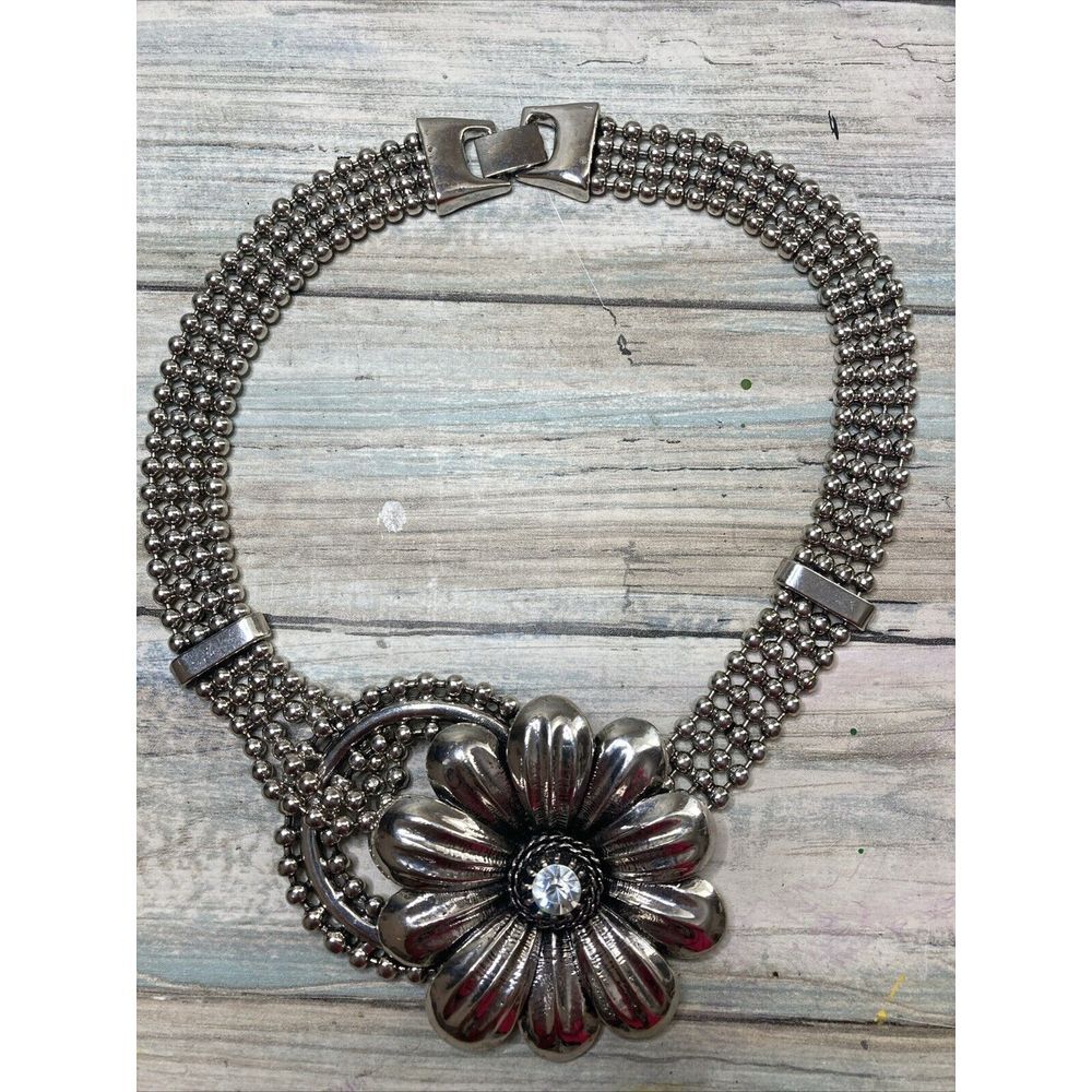Chunky‎ Flower Statement Necklace Industrial Design Choker Ball Bead Chain 16"